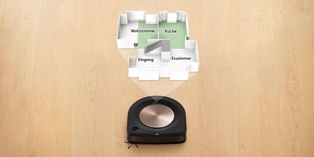 Ein Roomba, der eine intelligente Karte eines Hauses projiziert