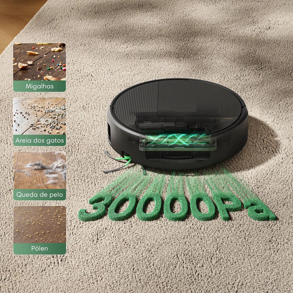 Intenso poder de suc&ccedil;&atilde;o de 30&nbsp;000&nbsp;Pa