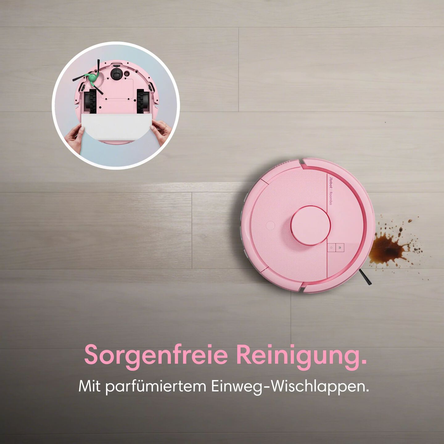 Roomba Mini in Pink mit Wischpad, m&uuml;heloses Wischen