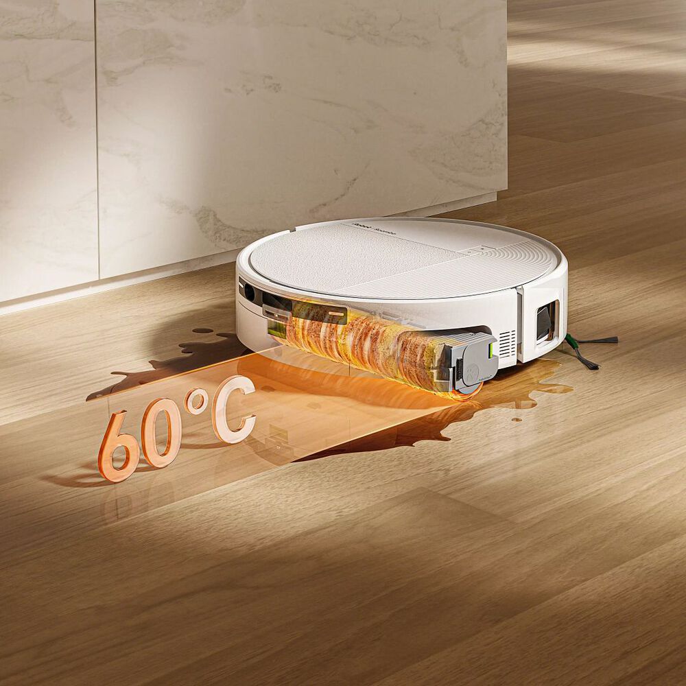The Roomba&reg; Max 675 Combo using its heated mop feature (60 degrees celsius)