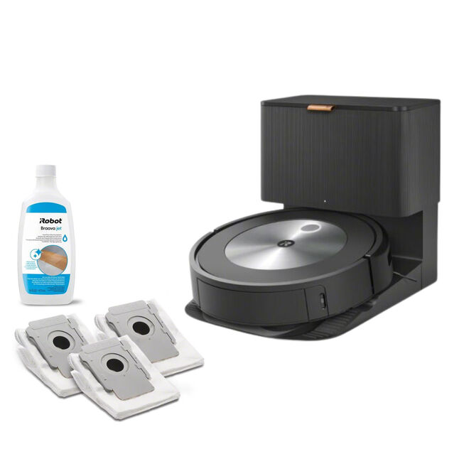 Robot aspirateur et laveur de sols Roomba Combo® j7+, 3x sacs d’élimination de la saleté + solution de nettoyage